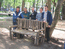 Первая скамейка из подручных средств в сквере имени А.П. Чехова